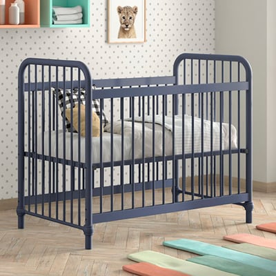 Babybed Bronxx - 60x120cm - denim blauw Babybed Bronxx - 60x120cm - denim blauw