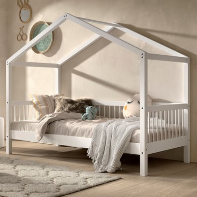 Huisbed Forrest 90x200cm - massief beukenhout - wit Huisbed Forrest 90x200cm - massief beukenhout - wit