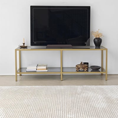 Tv-meubel Torben - 40x130x45 cm - Gehard glas en metaal/goud Tv-meubel Torben - 40x130x45 cm - Gehard glas en metaal/goud