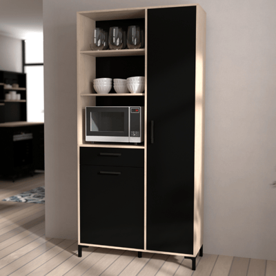 Buffetkast Cobalt met 2 deuren & 1 lade - zwart/eikdecor Buffetkast Cobalt met 2 deuren & 1 lade - zwart/eikdecor