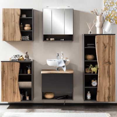 Badkamercombinatie Karan 11- antraciet/eik Badkamercombinatie Karan 11- antraciet/eik