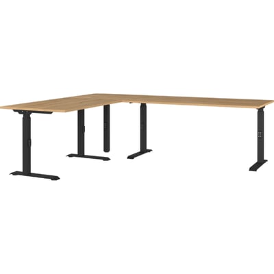 Hoekbureau Cornel - 240x200x91cm - verstelbaar - eikdecor/zwart Hoekbureau Cornel - 240x200x91cm - verstelbaar - eikdecor/zwart