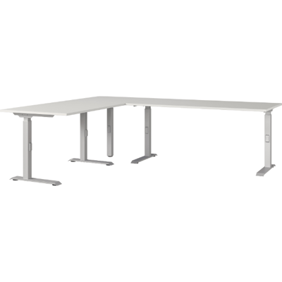 Hoekbureau Cornel - 240x200x91cm - verstelbaar - lichtgrijs