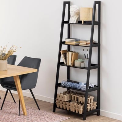 Boekenrek Wally met 5 planken - zwart Boekenrek Wally met 5 planken - zwart