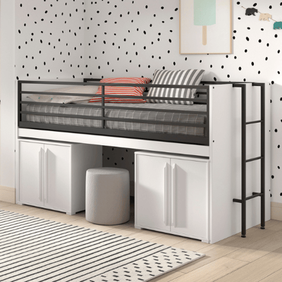 Halfhoogslaper Sammie 90x200cm - met bureau en commodes - wit Halfhoogslaper Sammie 90x200cm - met bureau en commodes - wit