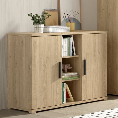 Commode Sammie - 115x48x89cm - met twee deuren - eikdecor Commode Sammie - 115x48x89cm - met twee deuren - eikdecor