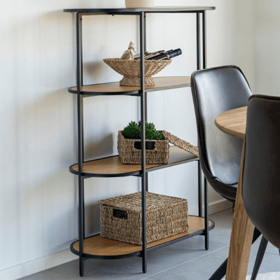 Natuurlijk ovaal rek - 4 planken, eiken look.