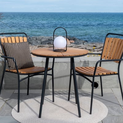 Bijzettafel met teakblad - Natuur/Zwart Bijzettafel met teakblad - Natuur/Zwart
