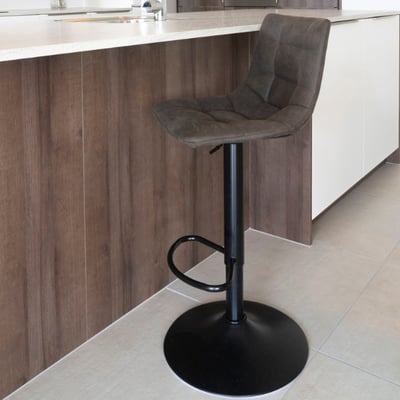 Grijze Microfiber Barkruk met Verstelbare Hoogte Grijze Microfiber Barkruk met Verstelbare Hoogte