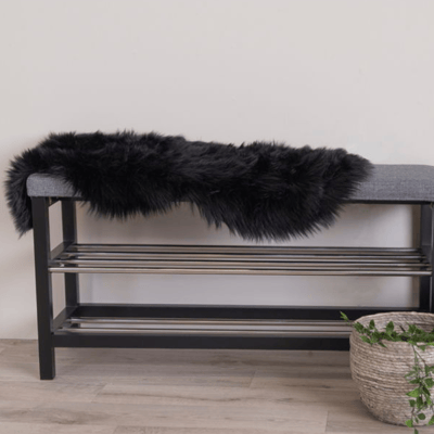 Luxueus zwart lamsvel 50x85 cm Polyester Luxueus zwart lamsvel 50x85 cm Polyester