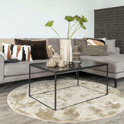 Stone Lido Lounge Sofa met 4 kussens en zwarte houten poten Stone Lido Lounge Sofa met 4 kussens en zwarte houten poten