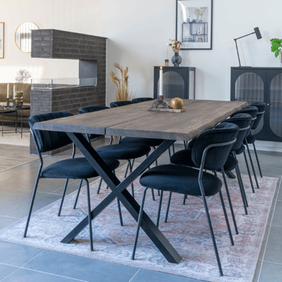 Eikenhouten eettafel naturel met golvende rand | 95x240x75 cm