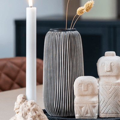 Moderne Keramische Vaas Zwart/Wit 9,5x20 cm