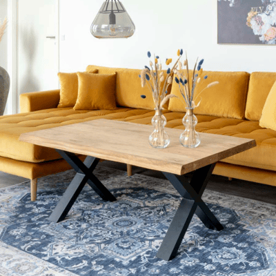 Eiken salontafel naturel met golvende rand