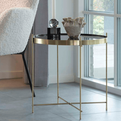 Venezia Messing Salontafel met Glazen Bovenblad Venezia Messing Salontafel met Glazen Bovenblad