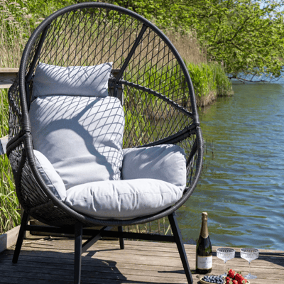 Loungestoel Rosario - met kussens - zwart Loungestoel Rosario - met kussens - zwart