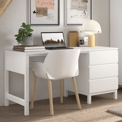 Bureau Eva - 140x70x75cm - met drie lades - wit