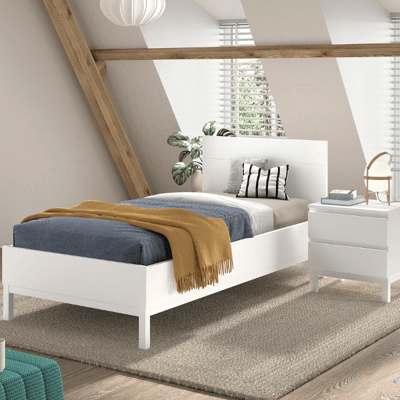 Tienerkamer Eva: bed 90x200cm, nachtkastje - wit
