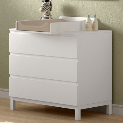 Commode Eva - 98x72x104cm - 3 lades - met luierplank - wit