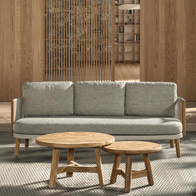 3-zitsbank voor buiten Mendoza - 220x80x90cm - beige/teakhout