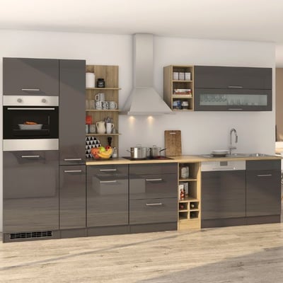 Kitchenette Milan | Inclusief dampkap, kookplaat, oven, vaatwasser en koelkast | Grafietgrijs