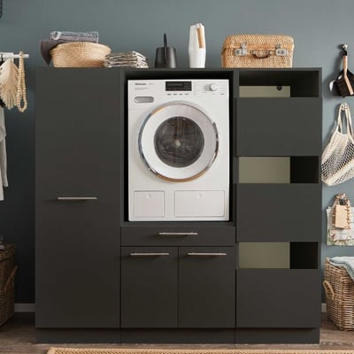 Wasmachinekastcombinatie Laundreezy | 168 x 68 x 162 cm | Antraciet Wasmachinekastcombinatie Laundreezy | 168 x 68 x 162 cm | Antraciet