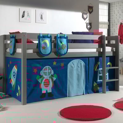 Halfhoogslaper Charlotte met bedtent & opbergzakjes Astro - grijs Halfhoogslaper Charlotte met bedtent & opbergzakjes Astro - grijs