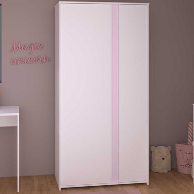 Kledingkast Rue met 2 deuren - wit/grijs of wit/roze