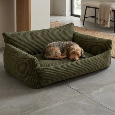 Hondenbed Punch - 85x66x29cm - ribfluweel - groen