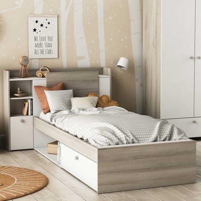 Bed Liva 90 x 190 cm-Kronberg eik/mat wit Bed Liva 90 x 190 cm-Kronberg eik/mat wit