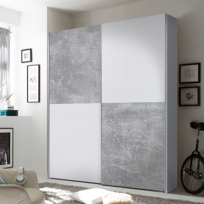 Kledingkast Salamanca 170cm met 2 deuren - beton/wit