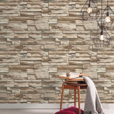 Zelfklevend behang Stacked Stone - bruin
