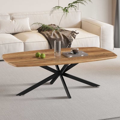 Salontafel Aziz - 130x70x42.5cm - deens ovaal - mangohout/zwart Salontafel Aziz - 130x70x42.5cm - deens ovaal - mangohout/zwart