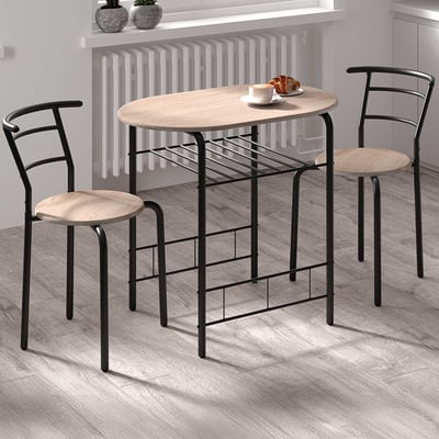 Tafel met 2 stoelen Ada-sonoma eik/zwart metaal