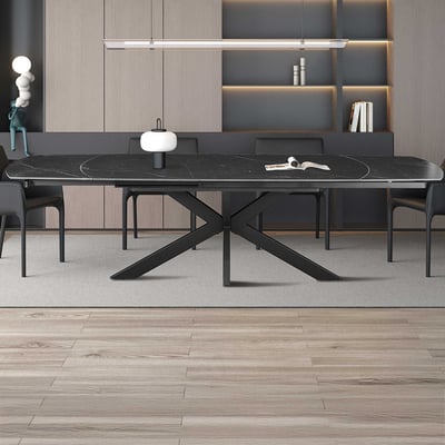 Verlengbare eettafel Aries - 160/240x90x77cm - gesinterde steen - zwart marmer