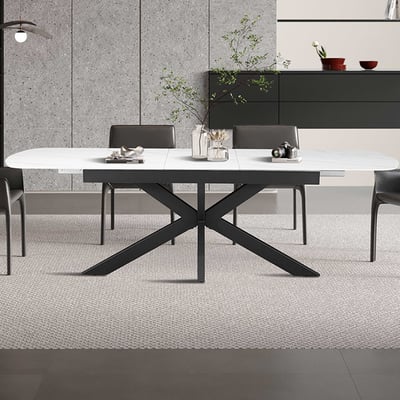 Verlengbare eettafel Hestia - 180/220x90x76cm - gesinterde steen - marmer