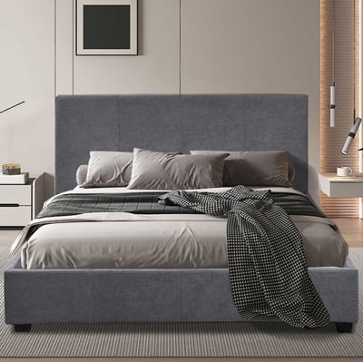 Tweepersoonsbed Romano - 140x200cm - met lattenbodem - grijs