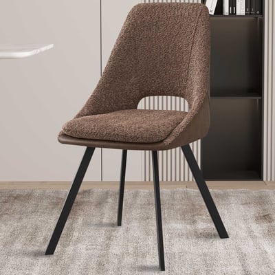 Filou' Bouclé Zand Stoel | Bruine PU Bekleding - 85x48x56cm