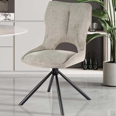 Eetkamerstoel Morris - 48x59.5x90cm - draaibaar - lichtgrijze stof