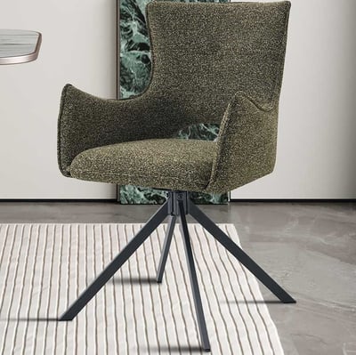 Eetkamerstoel Billy - 58x60x88cm - draaibaar - groen