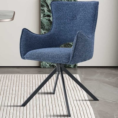 Eetkamerstoel Billy - 58x60x88cm - draaibaar - blauw