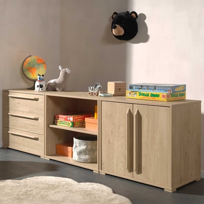 Kastenwand Sammie - 203x43x61cm - 2 deuren & 3 lades - eikdecor