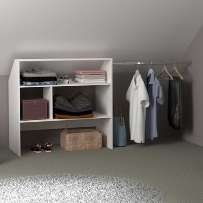 Lage open kledingkast Corrida - 197x50x97cm - wit