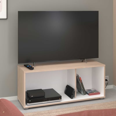Tv-meubel Thebe - 90x33x38cm - wit/eikdecor