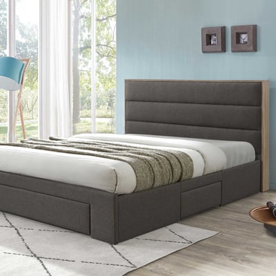 Tweepersoonsbed Toba 180x200 met lades - grijs/eik Tweepersoonsbed Toba 180x200 met lades - grijs/eik