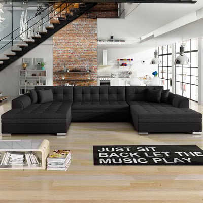 U-zetel Wilson | 355 x 165 x 80 cm | Zwart