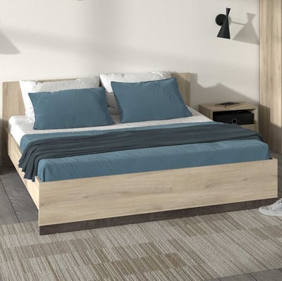 Tweepersoonsbed Watson | 188,3 x 204,3 x 71,7 cm | Bruin