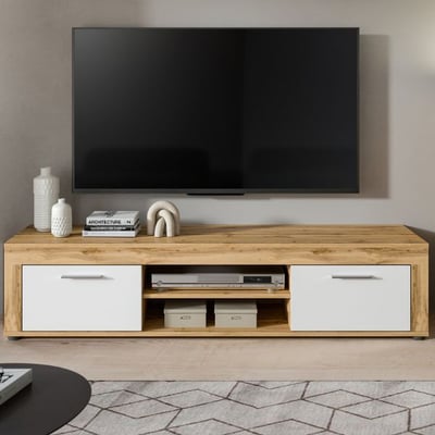 Tv-meubel Jam - 160x40x37cm - 2 deuren - Wotan eik/wit