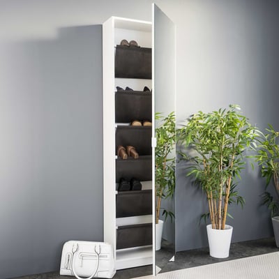 Schoenenkast Zuma met spiegeldeur - wit