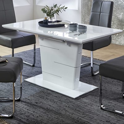 Eettafel Lisas 140/180x80cm-hoogglans wit 